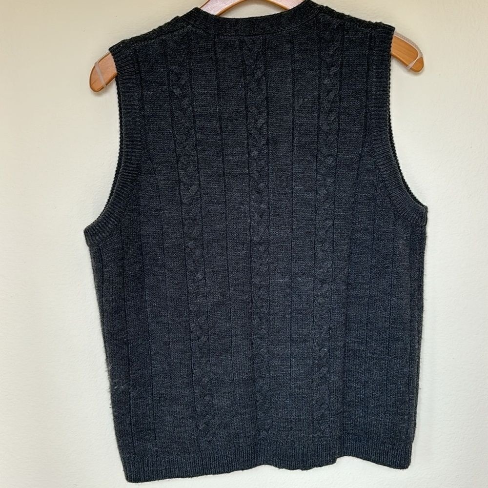 Vintage Cableknit Sweater Vest Gray Cardigan Size Xl oversized grunge cabin - Picture 4 of 7